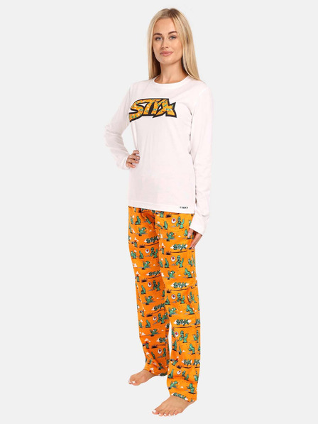 Styx Orange-weißer Damen-Pyjama Styx Cactus