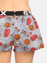 Styx Orange und grau gemusterte Damen-Schlafshorts Styx Halloween-Särge