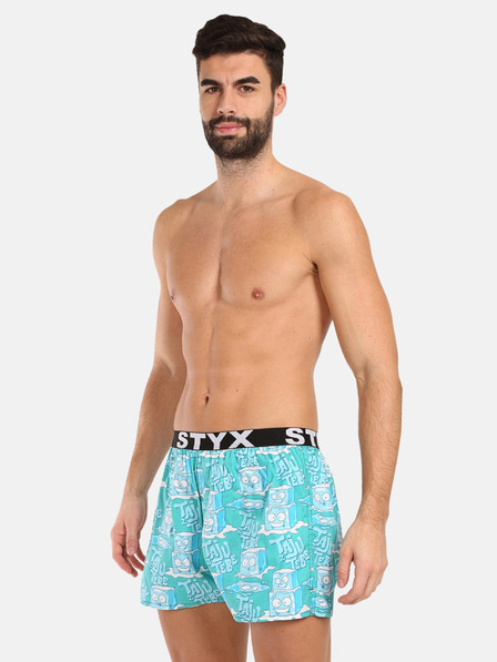 Styx Türkisfarbene gemusterte Styx Shorts für Männer Eiswürfel
