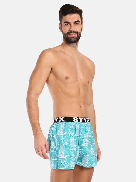 Styx Türkisfarbene gemusterte Styx Shorts für Männer Eiswürfel
