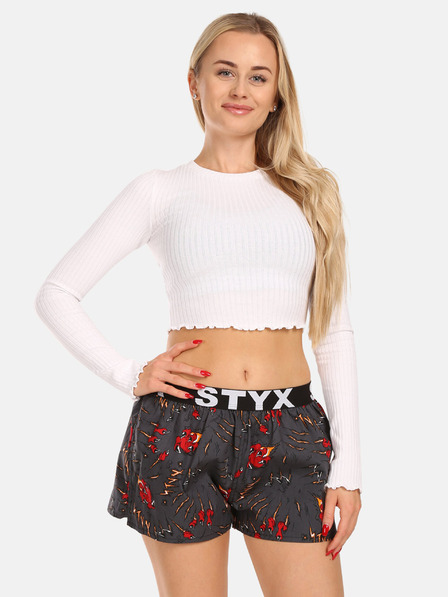 Styx Rot und grau gemusterte Damen-Schlafshorts Styx Krallen