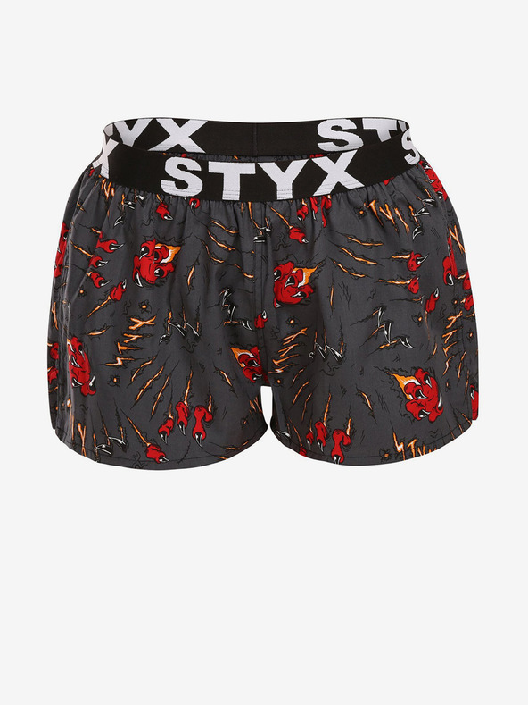 Styx Rot und grau gemusterte Damen-Schlafshorts Styx Krallen