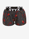 Styx Rot und grau gemusterte Damen-Schlafshorts Styx Krallen
