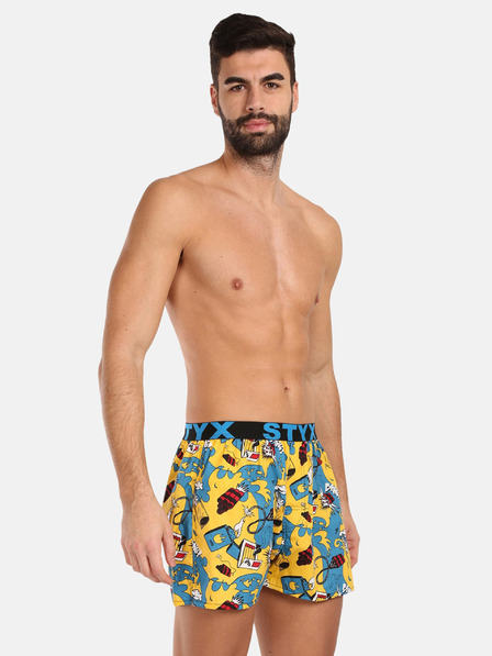 Styx Blau und gelb gemusterte Styx Exploze Shorts für Herren