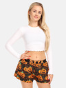 Styx Schwarz-orange gemusterte Styx Halloween-Schlafshorts für Damen mit Kürbismuster