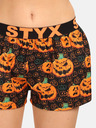 Styx Schwarz-orange gemusterte Styx Halloween-Schlafshorts für Damen mit Kürbismuster