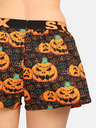 Styx Schwarz-orange gemusterte Styx Halloween-Schlafshorts für Damen mit Kürbismuster