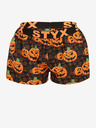 Styx Schwarz-orange gemusterte Styx Halloween-Schlafshorts für Damen mit Kürbismuster