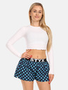 Styx Dunkelblaue gemusterte Damen-Schlafshorts Styx Polka Dots