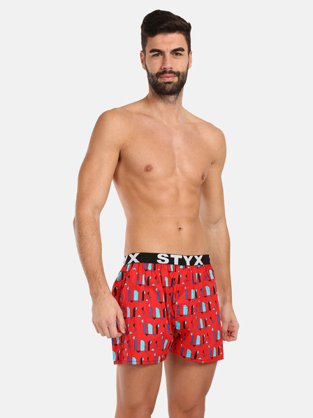 Styx Rote gemusterte Shorts für Männer Styx Patterns
