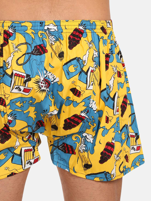 Styx Blaue und gelbe Styx Art Explode Schlafshorts für Herren