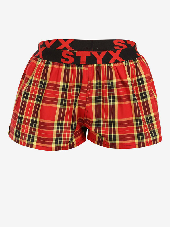 Styx Rote karierte Damen-Shorts Styx