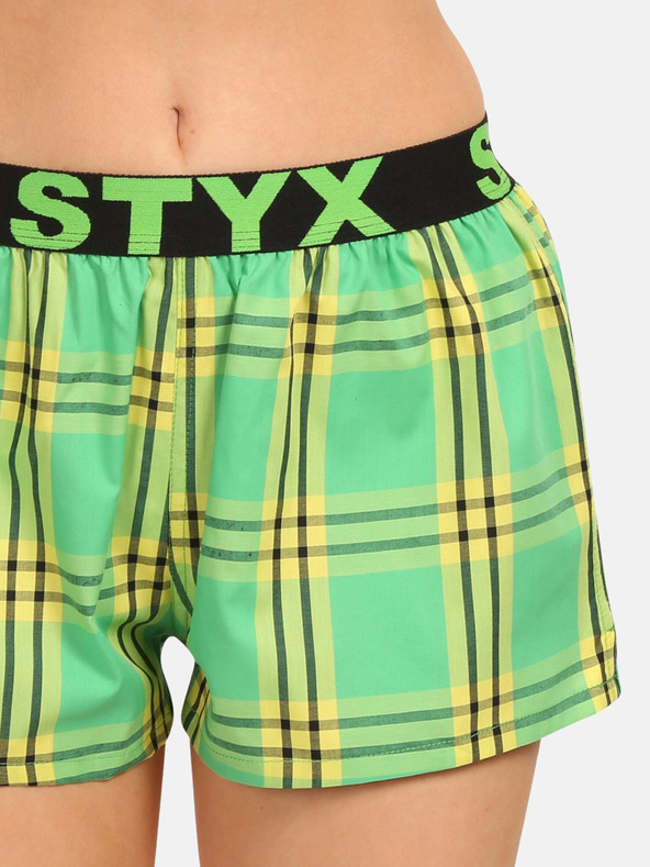 Styx Grün karierte Damen-Shorts Styx