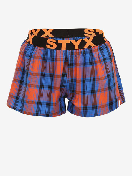 Styx Orange und blau karierte Shorts für Frauen Styx
