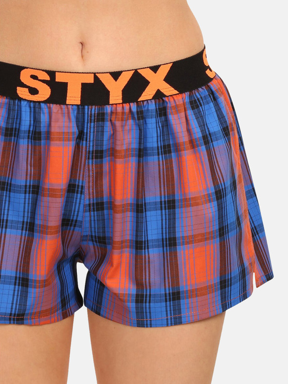 Styx Orange und blau karierte Shorts für Frauen Styx
