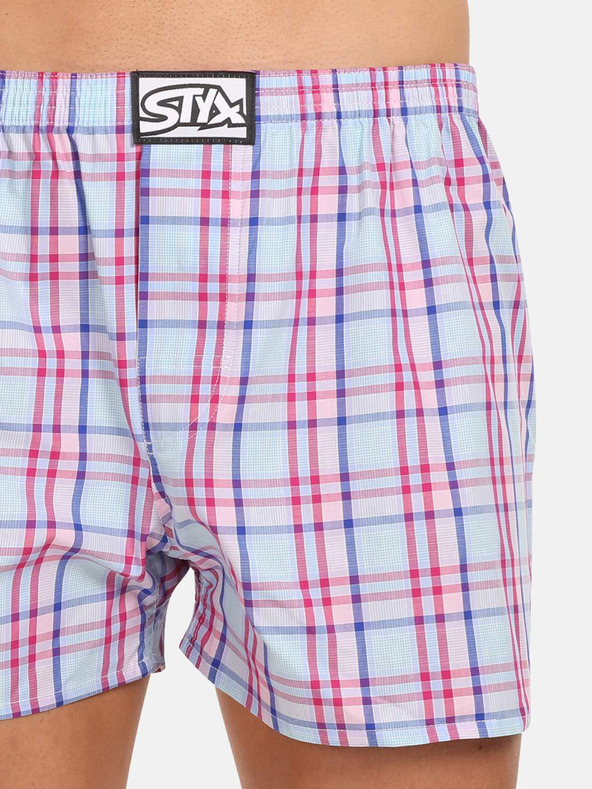 Styx Blau und rosa karierte Shorts für Männer von Styx