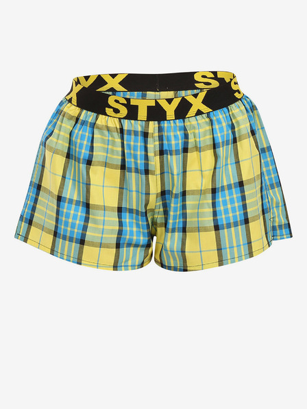 Styx Gelbe karierte Damen-Shorts Styx