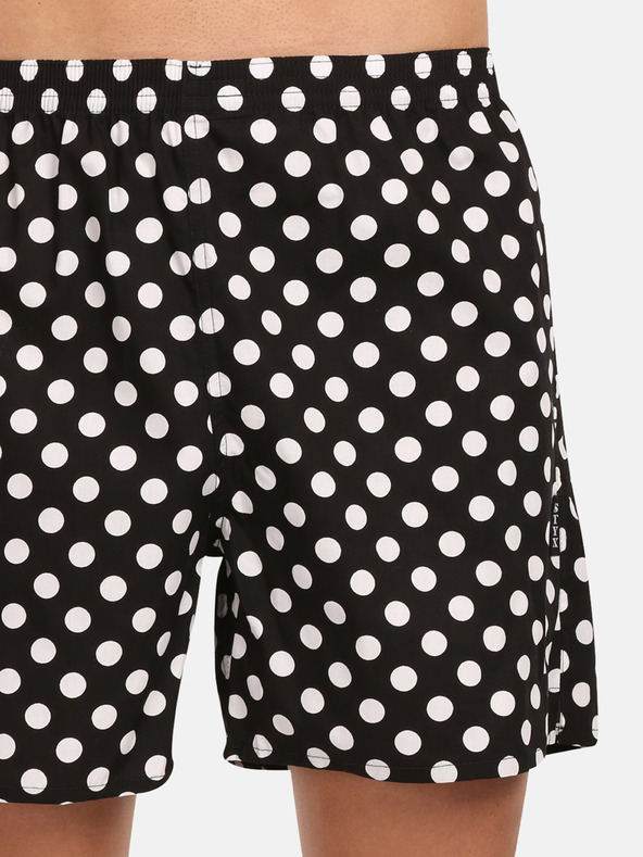 Styx Weiße und schwarze Styx Polka Dot Home Shorts für Herren mit Taschen