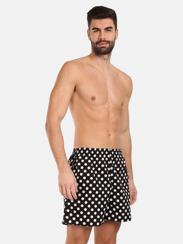 Styx Weiße und schwarze Styx Polka Dot Home Shorts für Herren mit Taschen