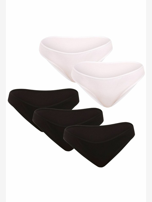 Nedeto Set von fünf Damen Höschen in schwarz und weiß Nedeto