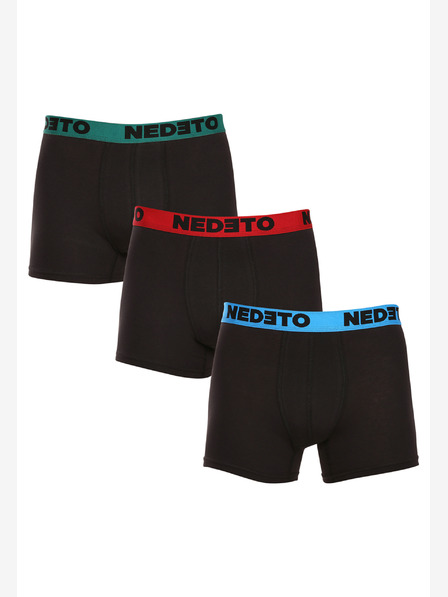 Nedeto Dreier-Set Herren-Boxershorts in schwarz Nedeto