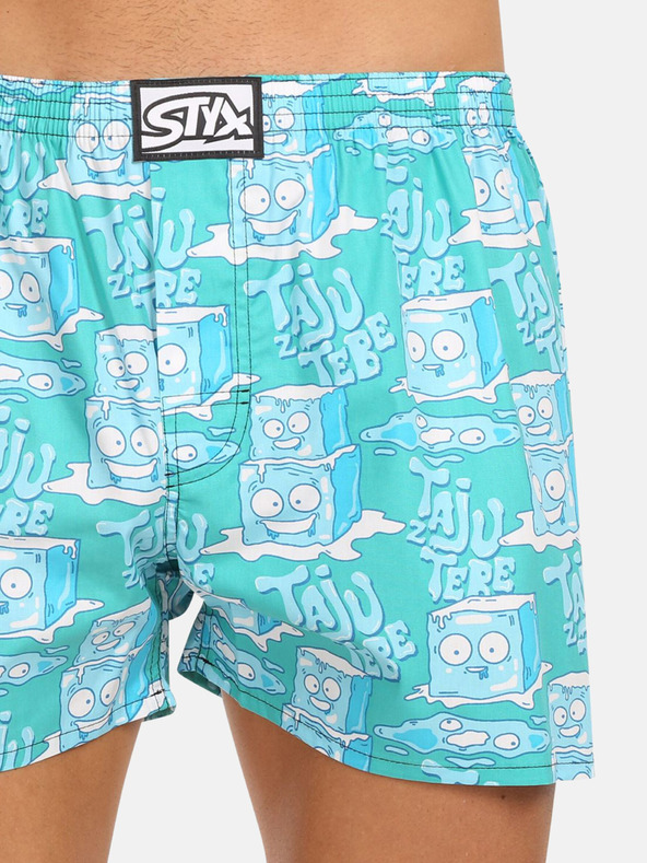 Styx Dreier-Set gemusterte Shorts für Herren in Türkis, Hellgrün und Braun STYX