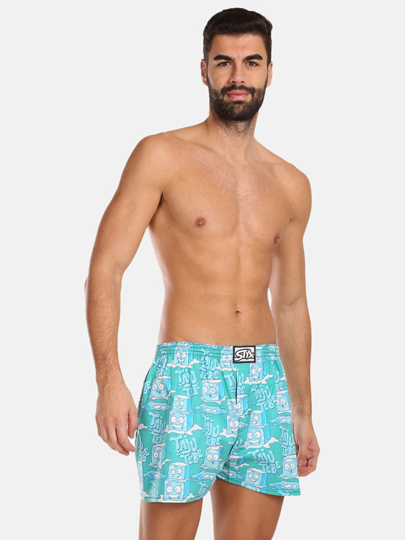 Styx Dreier-Set gemusterte Shorts für Herren in Türkis, Hellgrün und Braun STYX