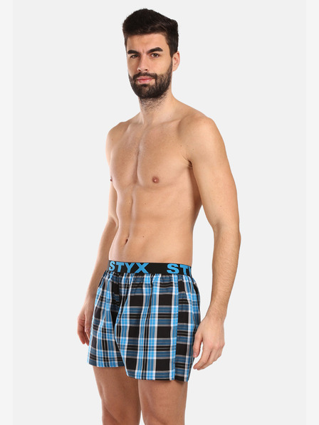 Styx Dreier-Set karierte Shorts für Herren in hellgrün, blau und rot STYX