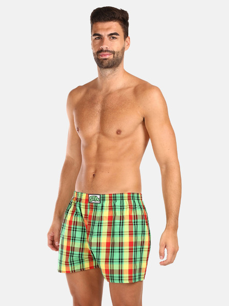 Styx Dreier-Set karierte Shorts für Herren in hellgrün, blau und rot STYX