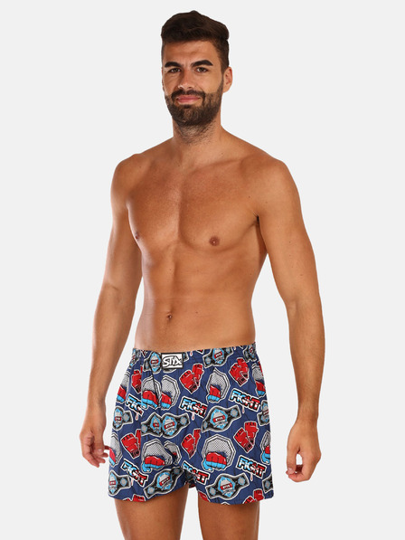 Styx Dreier-Set gemusterte Shorts für Herren in dunkelblau, grün und weiß STYX