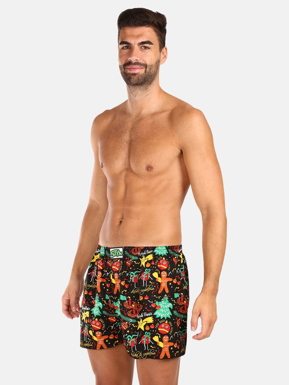 Styx Dreierpack Weihnachtsshorts für Herren in hellblau, schwarz und hellgrün STYX