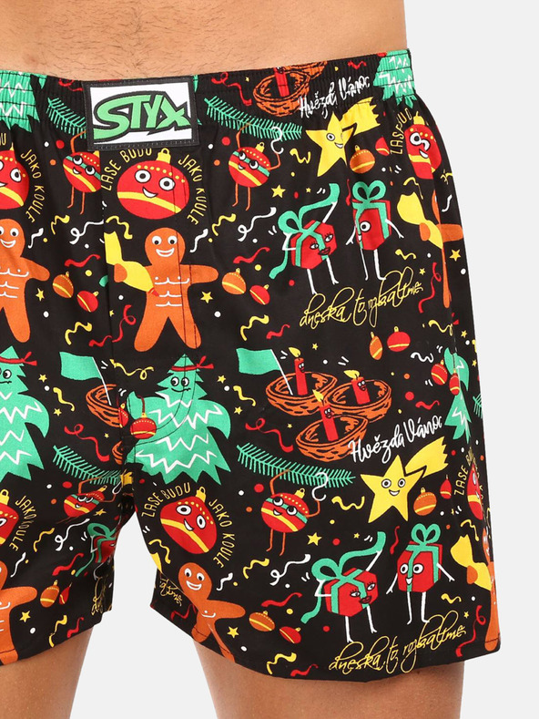 Styx Dreierpack Weihnachtsshorts für Herren in hellblau, schwarz und hellgrün STYX