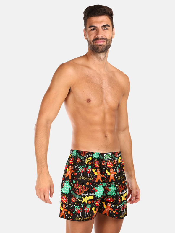 Styx Dreierpack Weihnachtsshorts für Herren in hellblau, schwarz und hellgrün STYX