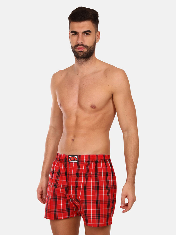 Styx Dreierpack karierte Shorts für Herren in rot, lila und blau STYX