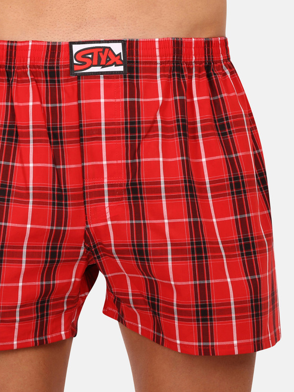 Styx Dreierpack karierte Shorts für Herren in rot, lila und blau STYX