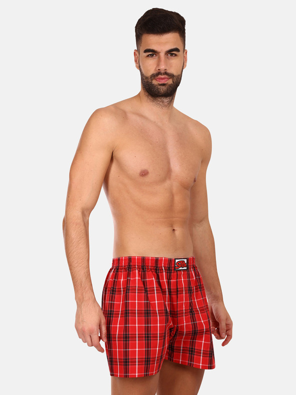 Styx Dreierpack karierte Shorts für Herren in rot, lila und blau STYX