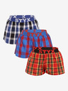 Styx Dreierpack karierte Shorts für Damen in dunkelblau, blau und rot Styx