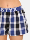 Styx Dreierpack karierte Shorts für Damen in dunkelblau, blau und rot Styx