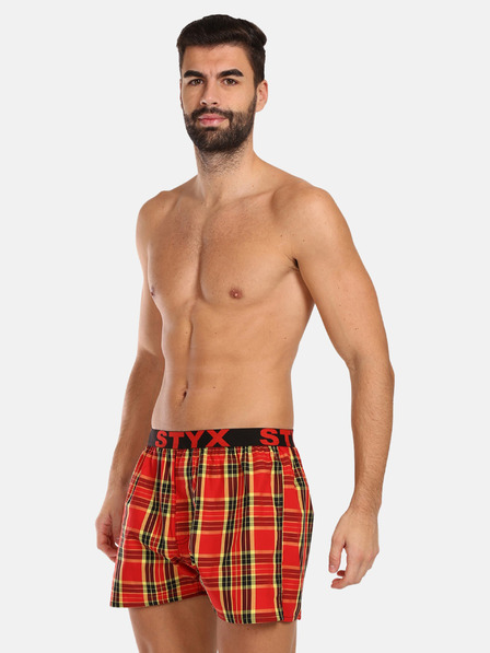 Styx Set aus drei karierten Shorts für Herren in blau, rot und gelb STYX