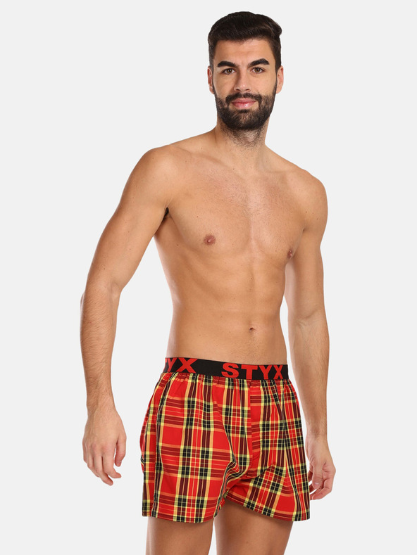 Styx Set aus drei karierten Shorts für Herren in blau, rot und gelb STYX