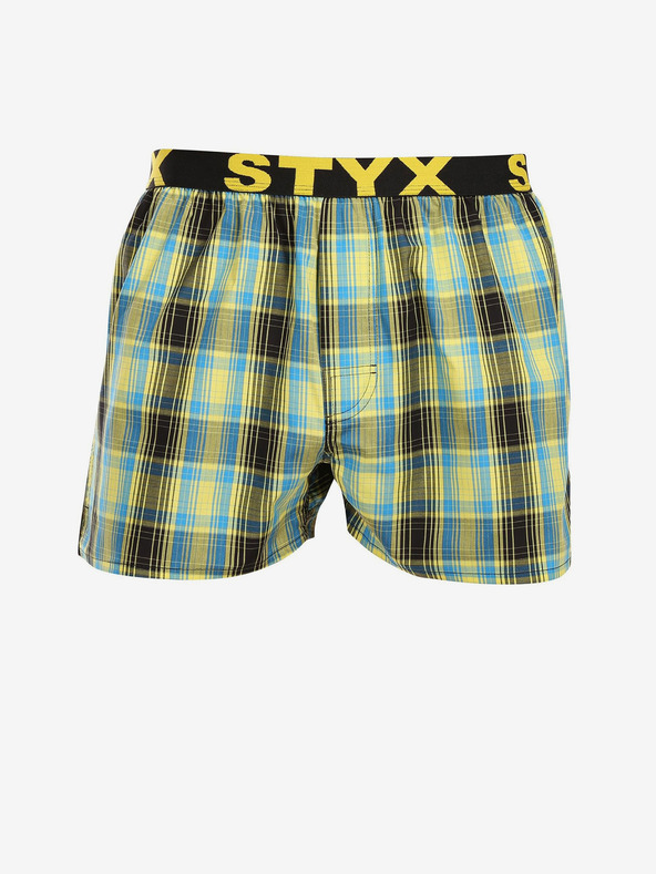 Styx Schwarz-grün karierte Herrenshorts Styx