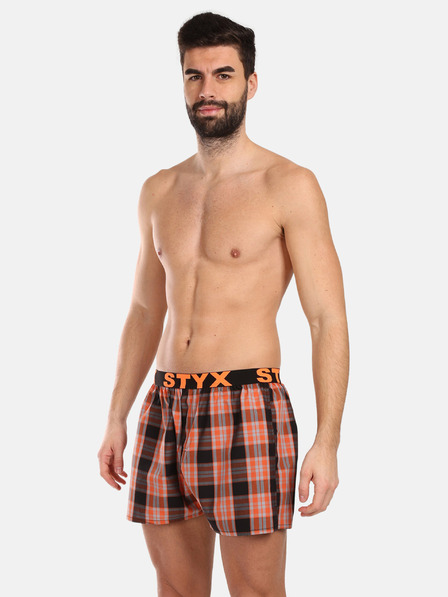 Styx Dreierpack karierte Shorts für Herren in blau, grün und orange STYX