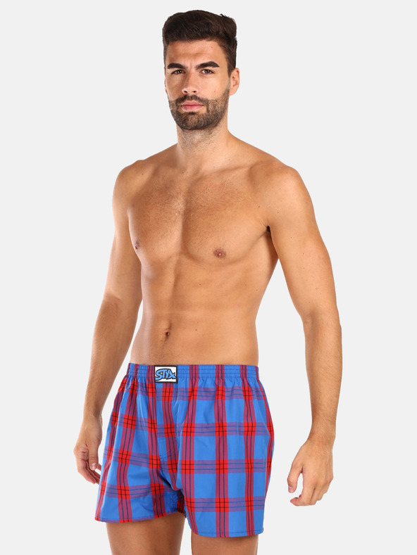 Styx Dreiteiliges Set karierter Shorts für Herren in blau und rot STYX