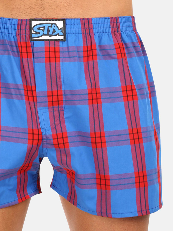 Styx Dreiteiliges Set karierter Shorts für Herren in blau und rot STYX