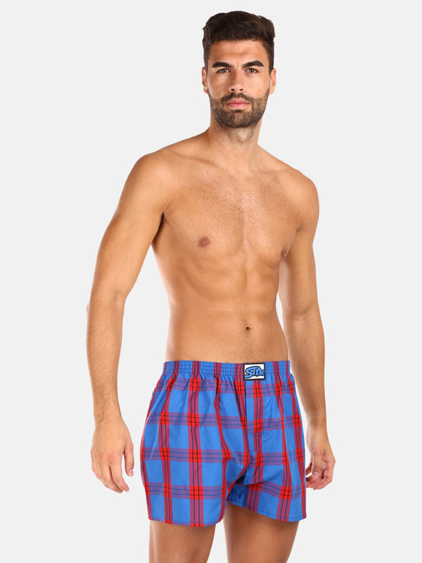 Styx Dreiteiliges Set karierter Shorts für Herren in blau und rot STYX