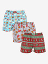 Styx Dreier-Set gemusterte Shorts für Herren in hellblau, grau und rot STYX