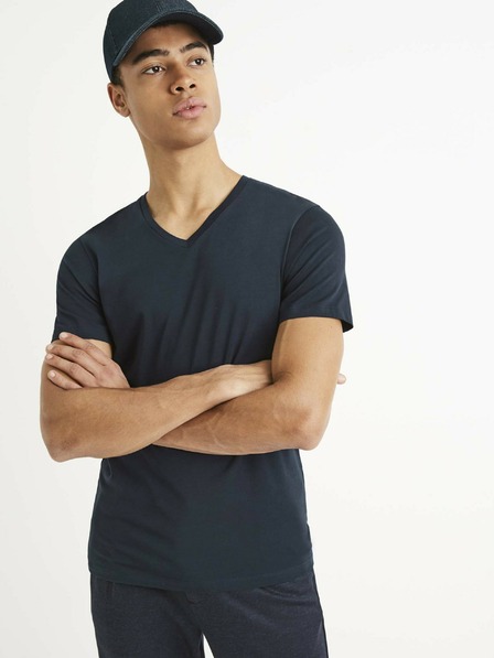 Celio Dunkelblaues Herren-Basic-T-Shirt Celio Neuniv