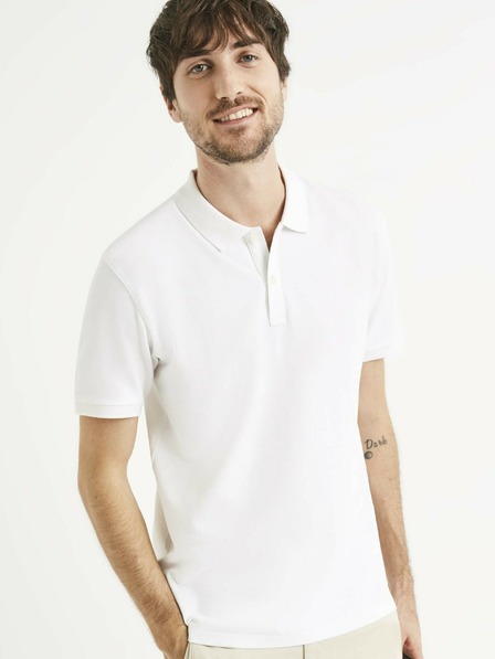 Celio Weißes Herrenpolohemd Celio