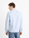 Celio Hellblau gestreiftes Herrenhemd regular fit Celio Caoxfordy
