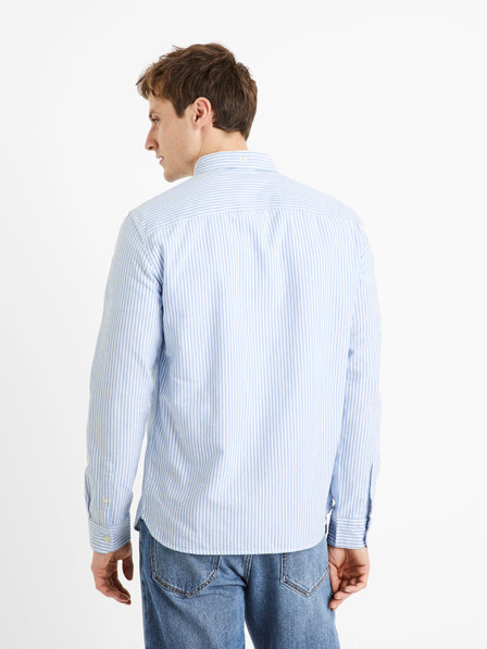 Celio Hellblau gestreiftes Herrenhemd regular fit Celio Caoxfordy